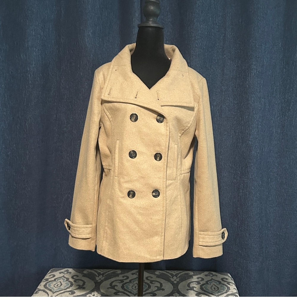 Thread & Supply Beige Double-Breasted Peacoat